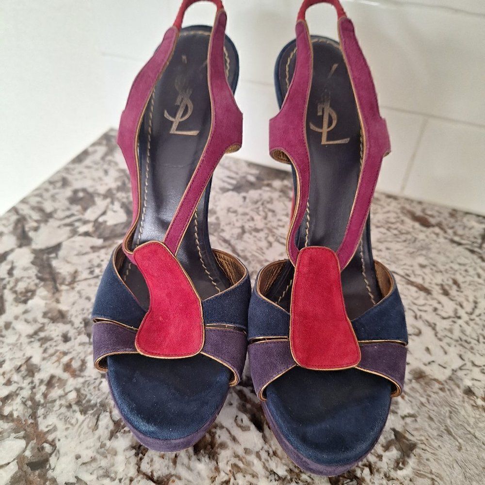 Yves Saint Laurent straps‎ platform sandal multi color size 40